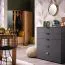 Schlafzimmer - Set C Kule, 5-teilig, Farbe: Graphitgrau, ein Kleiderschrank mit LED-Rahmen, eine Kommode und zwei Nachtkommoden