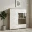 Vitrine Kavieng 05, Farbe: Eiche / Weiß - Abmessungen: 110 x 99 x 40 cm (H x B x T)