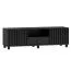 TV-Unterschrank in Schwarz, 43 x 140 x 50 cm, mit 2 Türen, 1 Schublade und 3 Fächern, Soft Close System, ABS-Kanten, Metallbeine