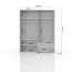 Drehtürenschrank / Kleiderschrank mit LED-Rahmen Siumu 28, Farbe: Weiß / Weiß Hochglanz - 226 x 187 x 60 cm (H x B x T)