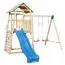 Steiner Shopping Spielturm 8B inkl. Wellenrutsche, Doppelschaukel-Anbau, Kletterwand und Rutschstange - Abmessungen: 345 x 370 cm