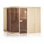 Elementsauna Yuma 68 mm mit 2 Sichtfenstern und Dachkranz - Außenmaße (B x T x H): 244 x 194 x 199 cm