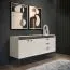 Wohnzimmer Komplett - Set A Manono | 7-teilig | Farbe: Creme | LED-Beleuchtung | Soft Close System | Metallbeine