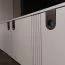 Wohnzimmer - Set B Aufaga | 4-teilig | Farbe: Kaschmir | dekorative Relief-Streifen | Soft Close System | Metallbeine