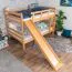 Großes Stockbett mit Rutsche 160 x 200 cm, Buche Massivholz Natur lackiert, teilbar in zwei Einzelbetten, "Easy Premium Line" K32/n