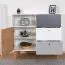Jugendzimmer - Kommode Syrina 08, Farbe: Weiß / Grau / Eiche - Abmessungen: 96 x 103 x 45 cm (H x B x T)