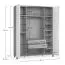 Drehtürenschrank / Kleiderschrank Pantanoso 15, Farbe: Weiß / Grau - Abmessungen: 239 x 185 x 57 cm (H x B x T)