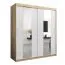 Schiebetürenschrank / Kleiderschrank Polos 04 mit Spiegel, Farbe: Eiche Sonoma / Weiß matt - Abmessungen: 200 x 180 x 62 cm (H x B x T)