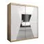 Schiebetürenschrank / Kleiderschrank Naranco 04 mit Spiegel, Farbe: Eiche Sonoma / Weiß matt - Abmessungen: 200 x 180 x 62 cm ( H x B x T )