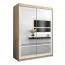 Schiebetürenschrank / Kleiderschrank Aizkorri 03B mit Spiegel, Farbe: Eiche Sonoma / Weiß matt - Abmessungen: 200 x 150 x 62 cm (H x B x T)