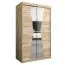 Schiebetürenschrank / Kleiderschrank Naranco 02 mit Spiegel, Farbe: Eiche Sonoma - Abmessungen: 200 x 120 x 62 cm ( H x B x T)