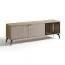 TV-Unterschrank | Eiche Cremona / Beige | ABS-Kantenschutz | 175 x 40,5 x 56 cm | inkl. LED-Beleuchtung | Beine aus Metall | 3 Fächer | 3 Türen