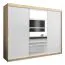 250 cm breiter Kleiderschrank mit 10 Fächern und 3 Türen | Farbe: Sonoma Eiche / Weiß Abbildung