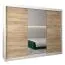 250 cm breiter Kleiderschrank mit 10 Fächern und 3 Türen | Farbe: Sonoma Eiche / Weiß Abbildung