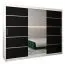 250 cm breiter Kleiderschrank mit 10 Fächern und 3 Türen | Farbe: Weiß / Schwarz Abbildung