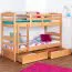Massivholz Etagenbett inkl. Stauraum für Kinder und Jugendliche | inkl. 2 Schubladen | Matratzenmaß: 90 x 200 cm | Natur Lackiert | umbaubar in 2 Einzelbetten | Premium-Qualität | inkl. Rollroste Abbildung