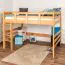 Massivholz Hochbett für Kinder | Matratzenmaß: 140 x 200 cm | Natur Lackiert | umbaubar in Einzelbett | Premium-Qualität | inkl. Rollrost Abbildung