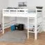 Hochbett 140 x 190 cm | Massivholz: Buche | Weiß Lackiert | umbaubar in Einzelbett | Premium-Qualität | inkl. Rollrost Abbildung