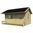 Holz-Gartenhaus 3,8 x 5,4 Meter (inkl. Dach) | 2 Fenster | 70 mm Blockbohlen |natur unbehandelt | Satteldach | inkl. Fußboden | aus nordischer Fichte Abbildung