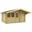 Gartenhaus 5 x 5,46 Meter (inkl. Dach) | 1 Fenster | 70 mm Blockbohlen |natur unbehandelt | Satteldach | inkl. Fußboden | aus nordischer Fichte Abbildung