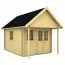 Holz-Gartenhaus 4,8 x 3,36 Meter (inkl. Dach) | 2 Fenster | 40 mm Blockbohlen |natur unbehandelt | Satteldach | inkl. Fußboden | aus nordischer Fichte Abbildung