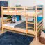 Massivholz Etagenbett für Kinder und Jugendliche | Matratzenmaß: 140 x 190 cm | Natur Lackiert | umbaubar in 2 Einzelbetten | Premium-Qualität | inkl. Rollroste Abbildung