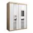 150 cm breiter Kleiderschrank mit 2 Türen | 5 Fächer | Farbe: Sonoma Eiche / Weiß Abbildung