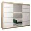 250 cm breiter Kleiderschrank mit 10 Fächern und 3 Türen | Farbe: Sonoma Eiche / Weiß Abbildung