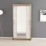 120 cm breiter Kleiderschrank mit 2 Türen | 5 Fächer | Farbe: Sonoma Eiche / Weiß Abbildung