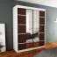 150 cm breiter Kleiderschrank mit 2 Türen | 5 Fächer | Farbe: Weiß / Schwarz Abbildung