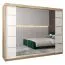 250 cm breiter Kleiderschrank mit 3 Türen | 10 Fächer | Farbe: Sonoma Eiche / Weiß Abbildung