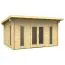 Flachdach-Gartenhaus 3,8 x 5,1 Meter (inkl. Dach) | 4 Fenster | 40 mm Blockbohlen |natur unbehandelt | aus Holz | inkl. Fußboden | aus nordischer Fichte Abbildung
