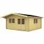 Holz-Gartenhaus 5,9 x 5,48 Meter (inkl. Dach) | 2 Fenster | 40 mm Blockbohlen |natur unbehandelt | Satteldach | inkl. Fußboden | aus nordischer Fichte Abbildung