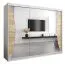 250 cm breiter Kleiderschrank mit 3 Türen | 10 Fächer | Farbe: Sonoma Eiche / Weiß Abbildung