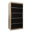 100 cm breiter Kleiderschrank mit 5 Fächern und 2 Türen | Farbe: Sonoma Eiche / Schwarz Abbildung