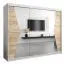 Großer 250 cm breiter Kleiderschrank mit 10 Fächern und 3 Türen | Farbe: Sonoma Eiche / Weiß Abbildung