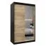 120 cm breiter Schiebetürenschrank mit 2 Türen | 5 Fächer | 2 Kleiderstangen | Farbe: Schwarz Abbildung