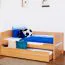 Kinderbett 90 x 200 cm mit Ausziehbett 90 x 190 cm | Massivholz: Buche | Natur Lackiert | inkl. 2. Liegeplatz 90 x 190 cm ausziehbar und 2 Rollrost Abbildung