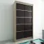 1 Meter breiter Kleiderschrank mit 2 Türen | Farbe: Sonoma Eiche / Schwarz Abbildung