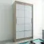 120 cm breiter Schiebetürenschrank mit 2 Türen | 5 Fächer | 2 Kleiderstangen | Farbe: Sonoma Eiche / Weiß Abbildung