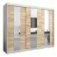 Großer 250 cm breiter Kleiderschrank mit 3 Türen | 10 Fächer | Farbe: Sonoma Eiche / Weiß Abbildung