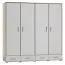 2 Meter breiter Kleiderschrank mit 4 Türen, 10 Fächern und 4 Schubladen | Farbe: Eiche / Weiß | Tiefe: 60 cm Abbildung