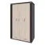 Kleiderschrank | 3 Drehtüren | 2 Schublade | 5 Fächer | mit Kleiderstange | 120 cm breit | Farbe: Sonoma Eiche Abbildung