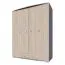 Kleiderschrank | 4 Drehtüren | 1 Schublade | 6 Fächer | mit 2 Kleiderstangen | 165 cm breit | Farbe: Sonoma Eiche Abbildung