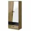 Schmaler 80 cm breiter Kleiderschrank mit 2 Türen, 4 Fächern und 2 Schubladen | Farbe: Eiche | Tiefe: 50 cm Abbildung
