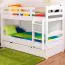Etagenbett mit Stauraum / 2 Schubkästen für Kinder 90 x 200 cm | Massivholz: Buche | Weiß Lackiert | umbaubar in 2 Einzelbetten | Premium-Qualität | inkl. Rollroste Abbildung
