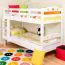 Stockbett für Jugendliche 90 x 200 cm | Massivholz: Buche | Weiß Lackiert | umbaubar in 2 Einzelbetten | inkl. Rollroste Abbildung
