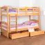 90 x 200 cm Etagenbett mit Stauraum / 2 Schubladen für Jugendliche Massivholz: Buche | Natur Lackiert | umbaubar in 2 Einzelbetten | Premium-Qualität | inkl. Rollroste Abbildung