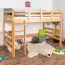 Hochbett für Kinder 120 x 190 cm | Massivholz: Buche | Natur Lackiert | umbaubar in Einzelbett | Premium-Qualität | inkl. Rollrost Abbildung