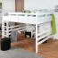 Doppelbett-Hochbett 120 x 190 cm | Massivholz: Buche | Natur Lackiert | umbaubar in Einzelbett | Premium-Qualität | inkl. Rollrost Abbildung